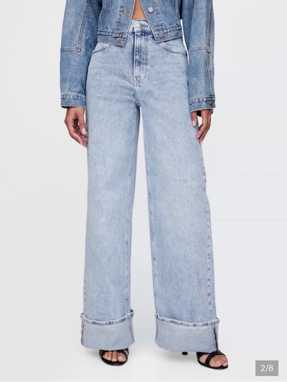GAP High Rise Stride Wide Leg Cuffed Jeans